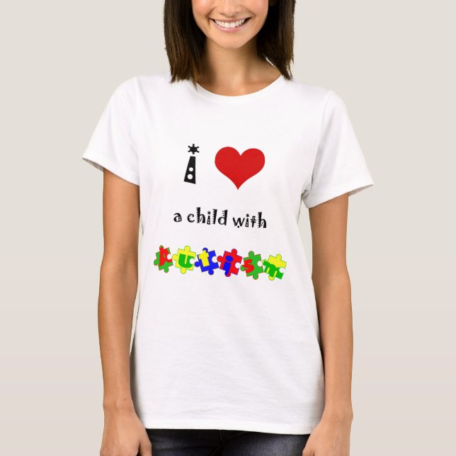 Camiseta Mim coração (amor) uma criança com autismo (Frente)