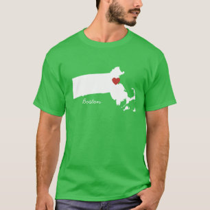 Camiseta Mim coração Massachusetts - cidade customizável