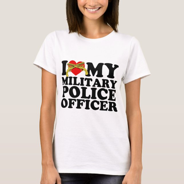 Camiseta Mim "coração" meu agente da polícia militar (Frente)