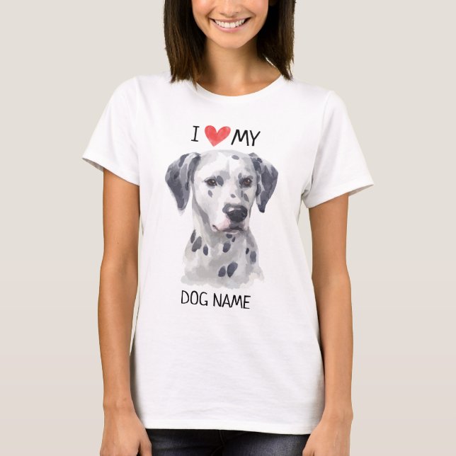 Camiseta Mim coração minha aguarela Dalmatian do animal de (Frente)