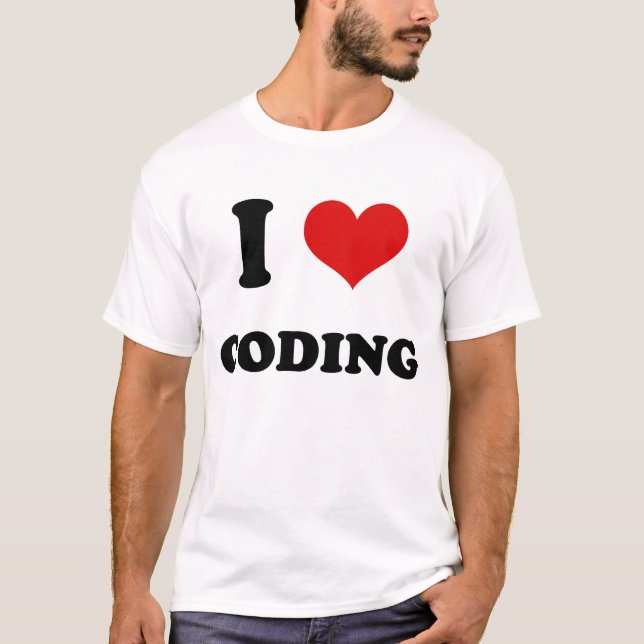 Camiseta Mim coração que eu amo codificar (Frente)