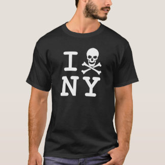 Camiseta Mim (crânio e crossbones) NY (logotipo pequeno)