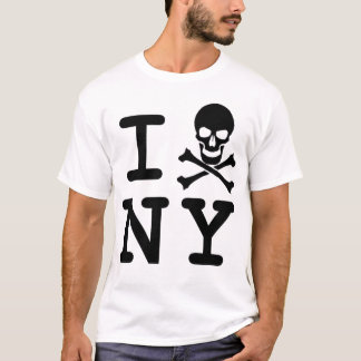 Camiseta Mim (crânio e crossbones) NY, preto no branco