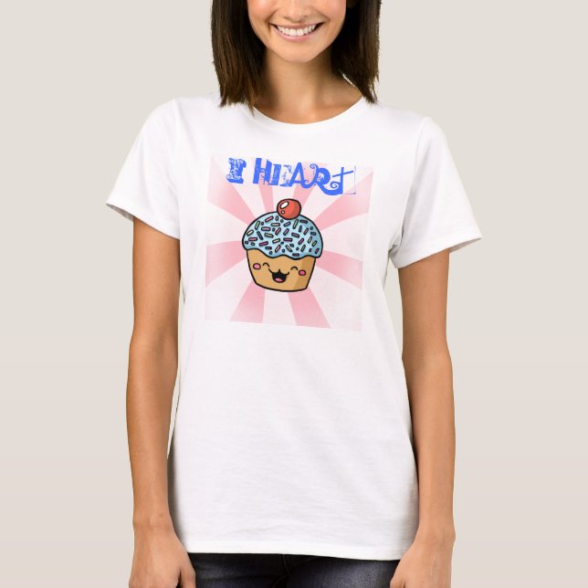 Camiseta Mim cupcakes do coração (Frente)