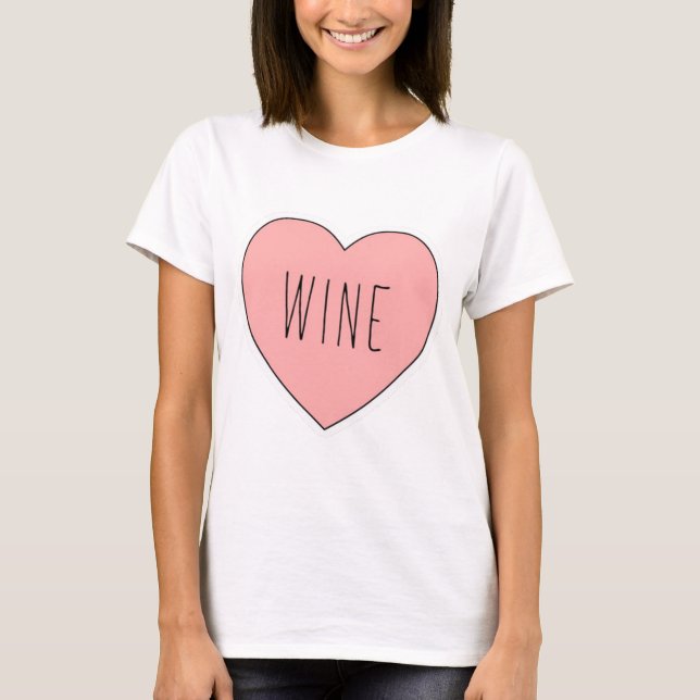 Camiseta Mim divertimento do rosa do vinho do coração (Frente)