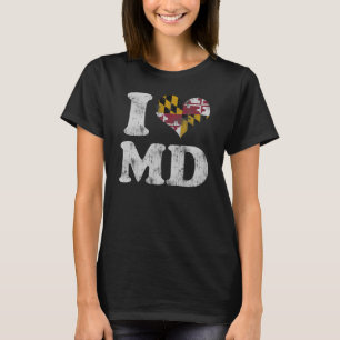 Camiseta Mim DM da bandeira de Maryland do coração