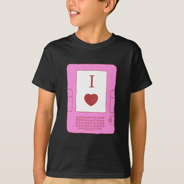 Camiseta mim ebooks do coração (rosa) (Frente)