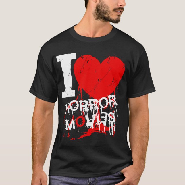 Camiseta Mim filmes de terror do coração (Frente)