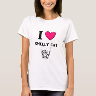 Camiseta Mim gato Smelly do "coração"