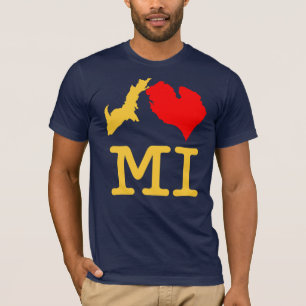Camiseta Mim milho e azul do MI do ♥ (coração Michigan de