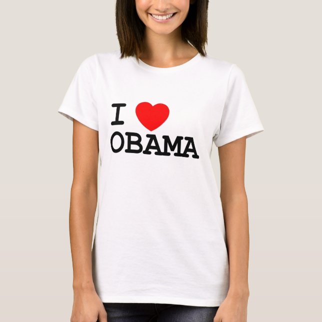 Camiseta Mim mulheres do T de Obama do coração (Frente)