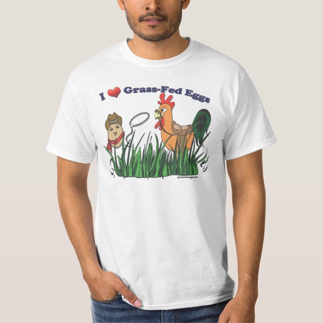Camiseta Mim ovos de Grama-Fed do coração (Frente)