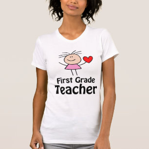Camiseta Mim professor de primeiro grau do coração