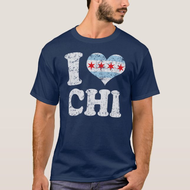 Camiseta Mim QUI da bandeira de Chicago do coração (Frente)