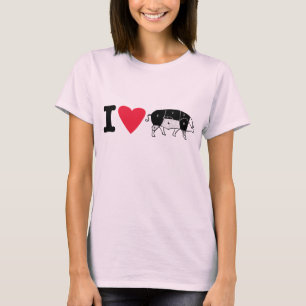 Camiseta mim T da carne de porco do coração