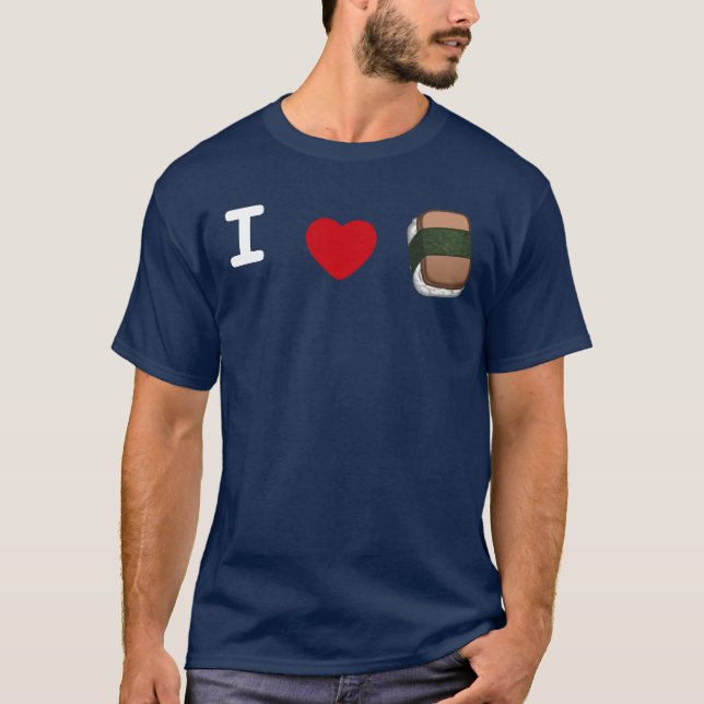 Camiseta Mim t-shirt de Musubi do *heart* (escuro) (Frente)