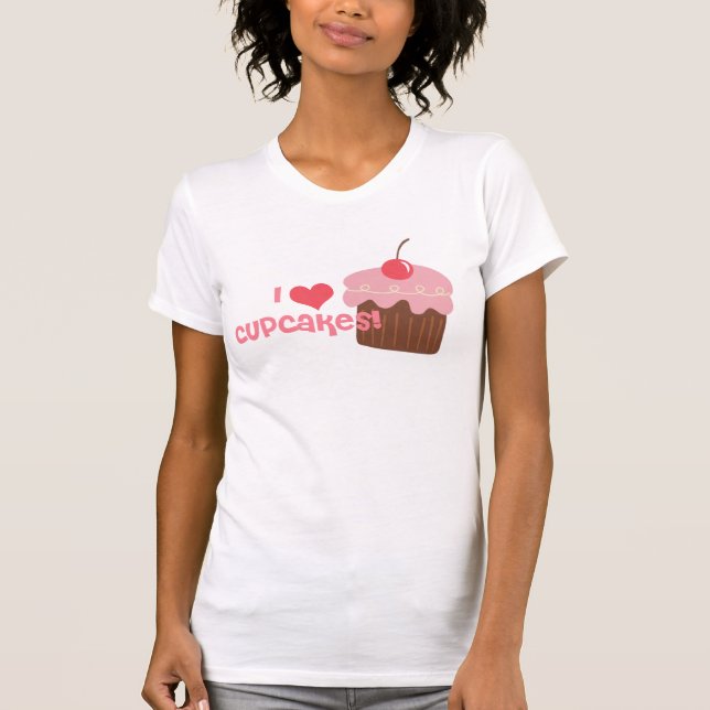 Camiseta mim Tshirt do cupcake do coração (Frente)