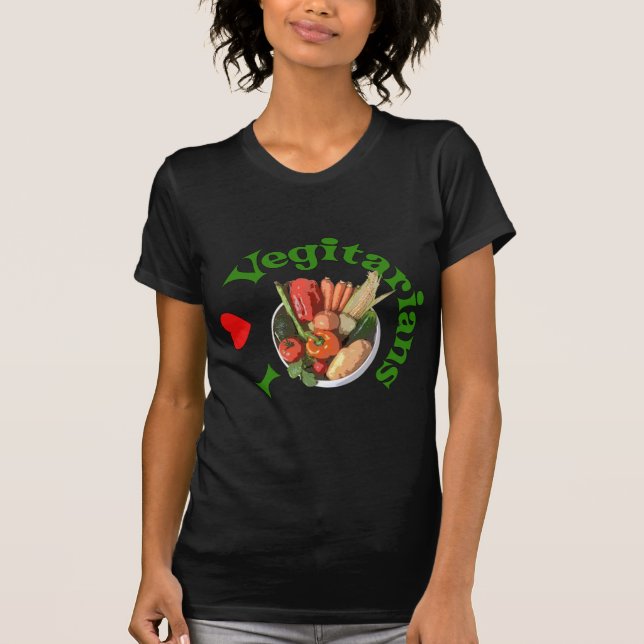 Camiseta Mim vegetarianos do coração (Frente)