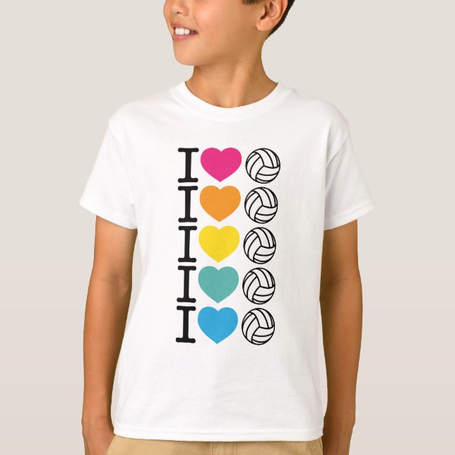 Camiseta Mim voleibol do coração - arco-íris (Frente)