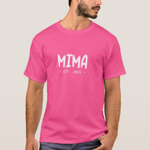 Camiseta Mima Est 2024 Lola Dia das Mães Nova Avó Gravidez