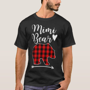 Camiseta MIMI Bear Black E Red Xadrez Bear Avó Gift