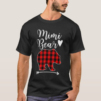 Camiseta Mimi Bear Black Red Xadrez Bear Vovó Presente