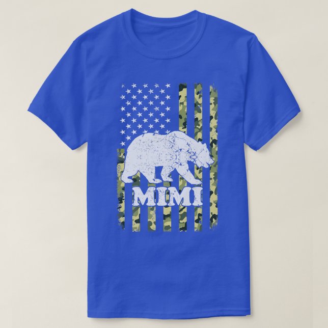 Camiseta Mimi Bear Camping Hiking Camouflage USA American F (Frente do Design)