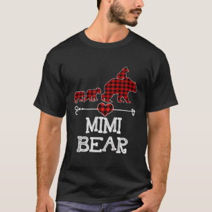 Camiseta Mimi Bear Christmas Pajama Red Xadrez Buffalo Fami