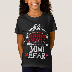 Camiseta Mimi Bear Christmas Pajama Red Xadrez Buffalo Fami