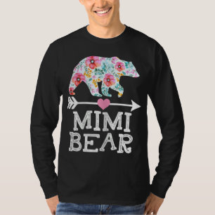 Camiseta Mimi Bear Mãe Vovó Dia de as mães Feliz Floral Ch