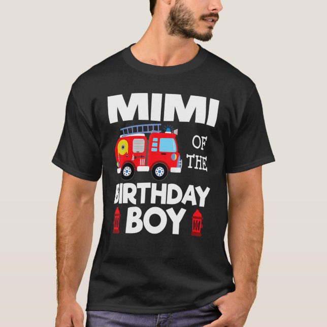 Camiseta Mimi Birthday Boy Fire Truck Toddler Bombeiro P (Frente)