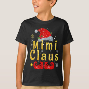 Camiseta Mimi Claus Christmas Santa Hat Matching Família Pa