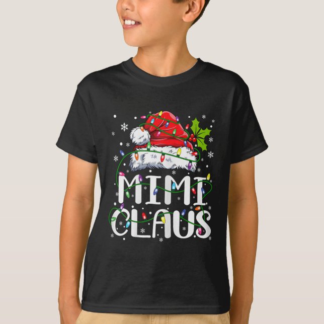 Camiseta Mimi Claus Natal Luz a Família Pajama Corresponden (Frente)
