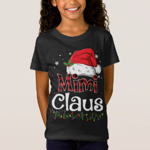 Camiseta Mimi Claus Santa Hat Xadrez Vermelha Buffalo Natal