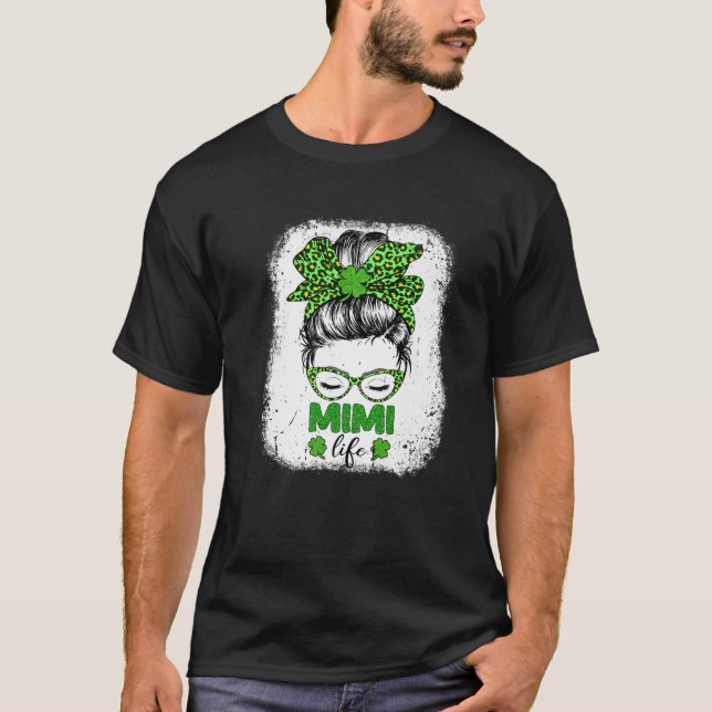 Camiseta Mimi Clover Messy Bun Leopard Rua engraçada D de P (Frente)