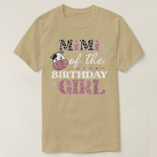 Camiseta Mimi Do Aniversário Para Fazenda De Vaca Menina (Frente do Design)