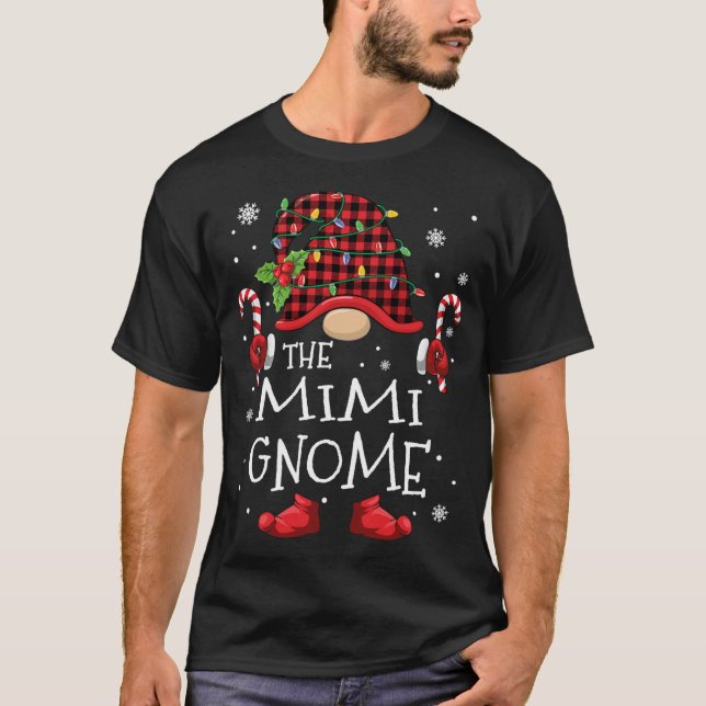 Camiseta Mimi Gnomo Xadrez Buffalo Família De Árvore De Nat (Frente)