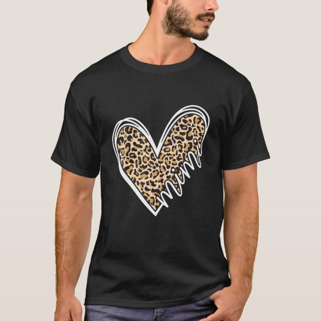 Camiseta Mimi Leopard Heart Avós Para A Mãe De Natal (Frente)
