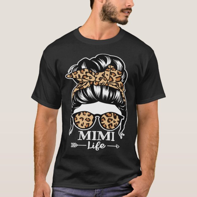 Camiseta Mimi Life Messy Bun Hair  Mimi Leopard (Frente)
