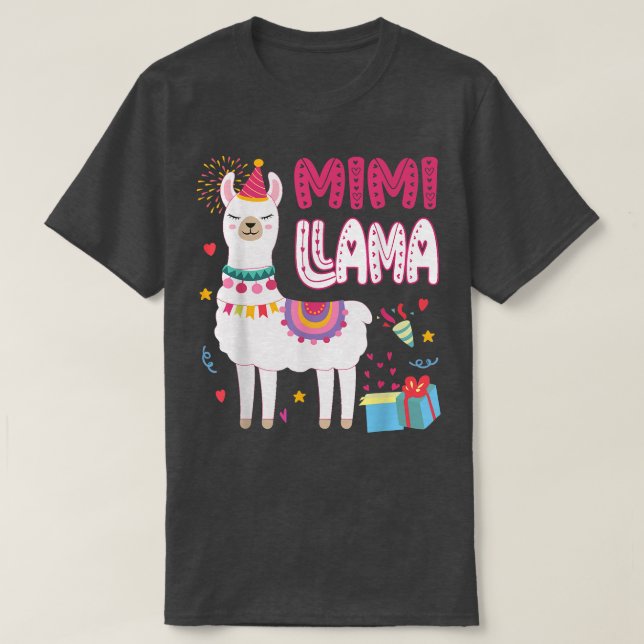 Camiseta Mimi Llama Grandma Of A Birthday Boy Girl Llama Bi (Frente do Design)