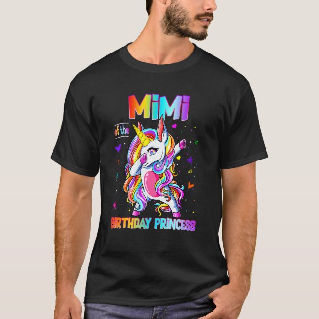 Camiseta Mimi Of The Birthday Princess Girl Dabbing Unicorn (Frente)