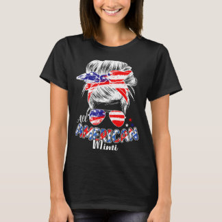 Camiseta Mimi patriótico 4 de julho coque desgrenhado cabel