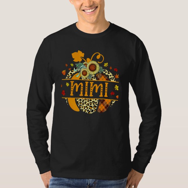 Camiseta Mimi Pumpkin Women Thanksgiving Leopard Fall (Frente)