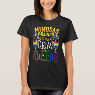 Camiseta Mimosas Brunch E Drag Queens Bebendo LG Lésbica
