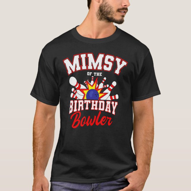 Camiseta Mimsy Da Festa De Boliche De Aniversário De Bowler (Frente)