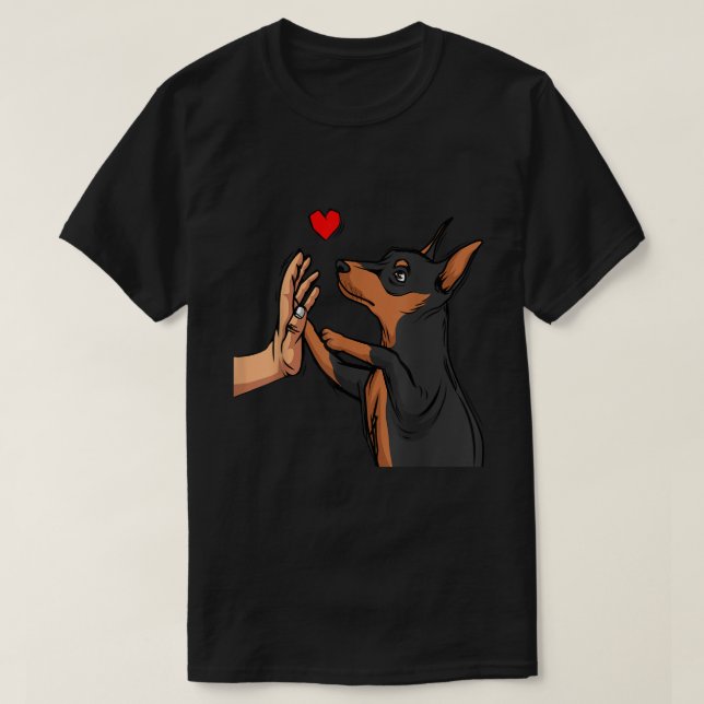 Camiseta Min Pin Love Miniature Pinscher Dog Mãe Meninas (Frente do Design)