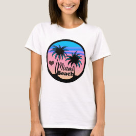 Camiseta Minami Beach Blue e Pink Palm Trees