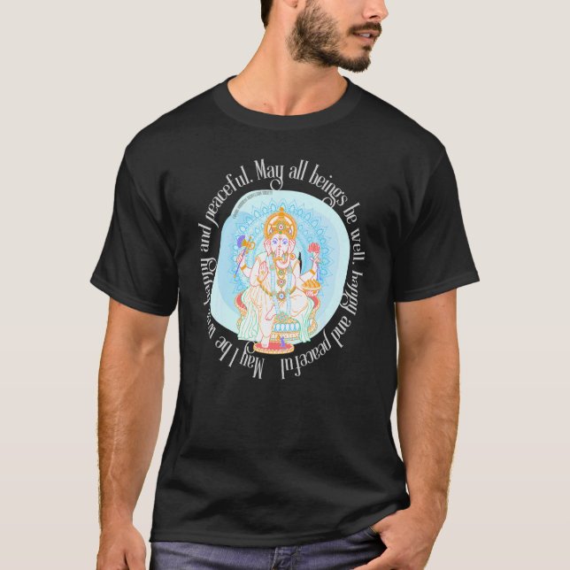 Camiseta Mindful Lotus Ganesh Espiritual Divino Yoga Medita (Frente)
