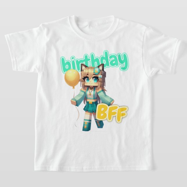 Camiseta Minecraft Aphmau, Birthday BFF, Cute Cyan Kim, (Postura )