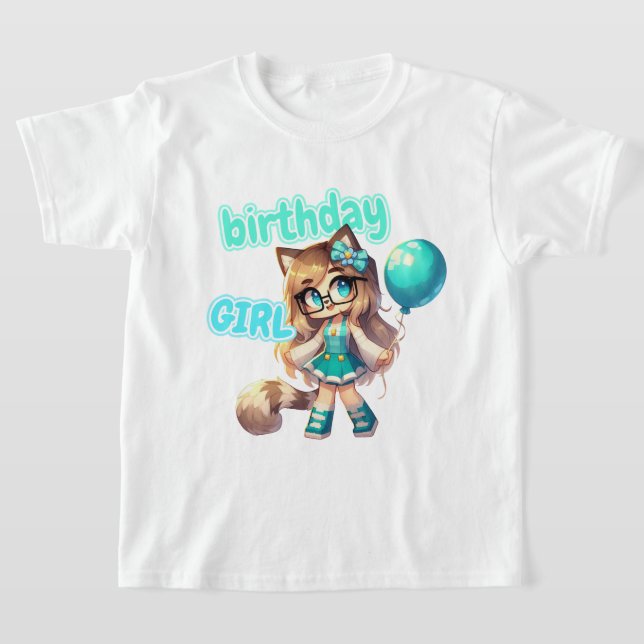 Camiseta Minecraft Aphmau, Birthday Girl, Cute Cyan Kim, (Postura )